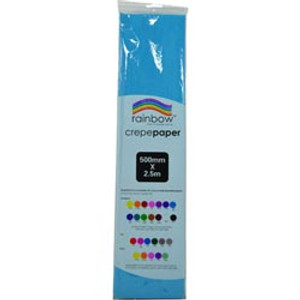 RAINBOW CREPE PAPER 500mmx2.5m Light Blue, Pk12