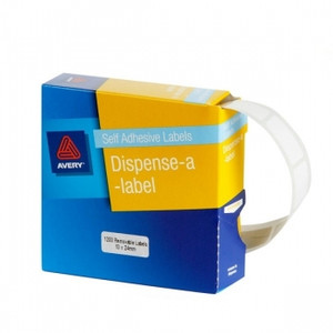 AVERY DISPENSER LABELS Rectangles DMR2438W 24 x 38mm White, Pk380