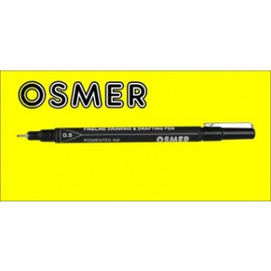 OSMER DRAWING & DRAFTING PEN Black Pigmented Ink .3mm Pk12