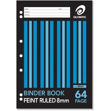 Olympic Binder Book B864 A4 64 Page 8mm Feint Ruled with Margin (140828)