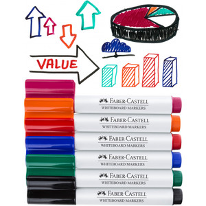 FABER-CASTELL CONNECTOR WHITEBOARD MARKERS 6 Assorted Colours