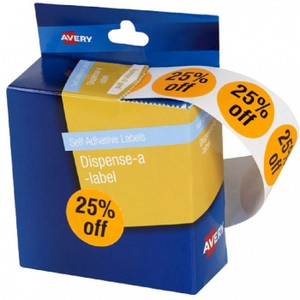 AVERY DISPENSER LABELS PRINTED 25% Off Orange/Black 24mm Dia 24mm Diameter Box of 500