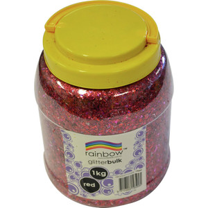 RAINBOW GLITTER BULK 1 KG JAR Red