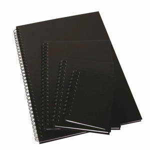 NOTEBOOK LEATHERGRAIN A6 SPIRAL FEINT RULED 100 LEAF BLACK