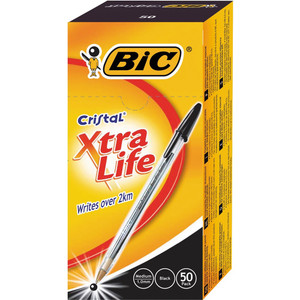 BIC CRISTAL BALLPOINT PEN Medium Black, Bulk Economical Bx50 8127951