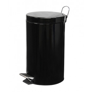 POWDER COATED PEDAL BIN BLACK 12 Litre 245 x 385mm