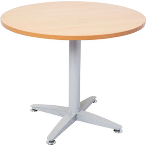 RAPID SPAN ROUND MEETING TABLE D1200mm Beech Top Silver Base
