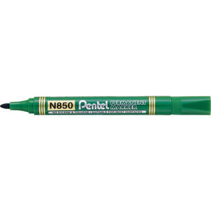 Pentel N850 Permanent Marker Bullet Point 1.5mm Green, Box of 12