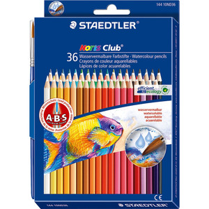 Staedtler 144 Noris Club Aquarell Watercolour Pencils Assorted Box of 36