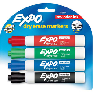 EXPO WHITEBOARD MARKER Chisel Tip Assorted Wallet of 4 AP013213