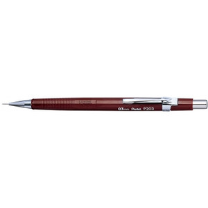 Pentel P200 Series Mechanical Pencil 0.3mm Lead Brown Barrel, Each