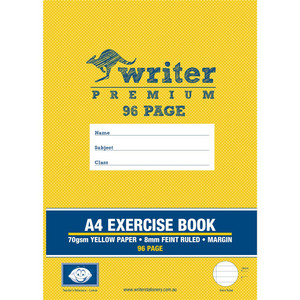 WRITER PREMIUM EXERCISE BOOK A4 96 Page - Yellow Paper