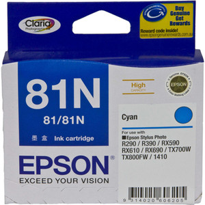 EPSON 81N ORIGINAL HIGH YIELD CYAN INK CARTRIDGE Suits R290 / R390 / RX590 / RX610 / RX690