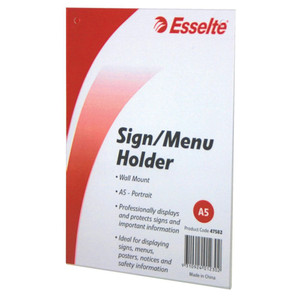 ESSELTE SIGN MENU HOLDER A5 Wall Mount Portrait *** While Stocks Last ***