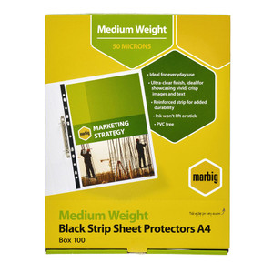 MARBIG COPYSAFE SHEET PROTECTR A4 Black Edge