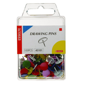 ESSELTE COLOURED DRAWING PINS Assorted 45101 (Pack of 100)
