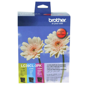 BROTHER LC-39 ORIGINAL 3 COLOUR INK PACK (CYAN / MAGENTA / YELLOW) Suits DCPJ125 / 315W515W / MFC220 / 265W / 410