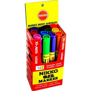 NIKKO CHISEL POINT OIL MARKER Assorted 12 Colours Pk12