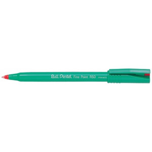 Pentel R50 Rollerball Pen 0.8mm Medium Nib Red, Box of 12