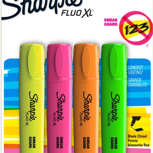 Sharpie Fluro XL Highlighter Chisel Tip Assorted Pack of 4 (2190473)