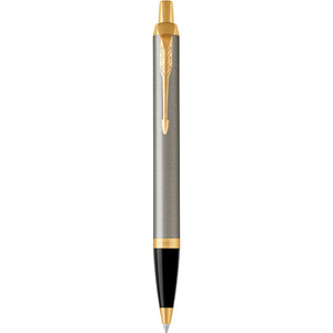 PARKER IM BALLPOINT PEN Brushed Metal Gold Trim Blue