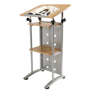 QUORUM LECTURN Beech and Powder Coated Silver