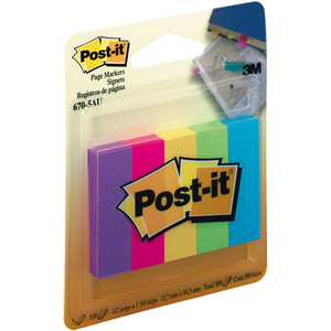 POST-IT PAGE MARKERS 670-5AU 13x44mm Ultra 100 Sheet/Pad 	70006852050