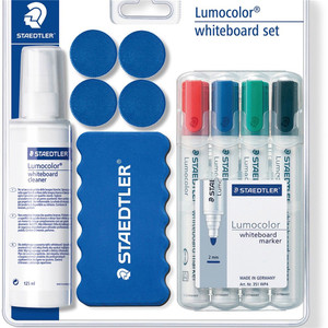 STAEDTLER LUMOCOLOUR SET Whiteboard Set with Markers, Eraser, Magnets and Cleaner