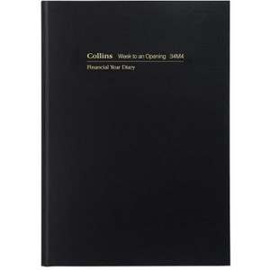 COLLINS 38M4 FINANCIAL YEAR DIARY A5 Week to Open 1Hr Black (2024-2025)