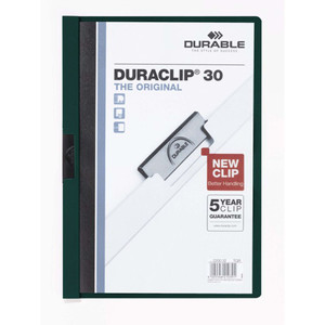 DURABLE DURACLIP 30 DOCUMENT FILE A4 30 SHEET CAP DARK GREEN