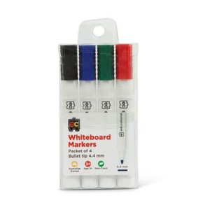 WHITEBOARD MARKERS THICK SET OF 4, Bullet Tip 4.4mm *** See also RZ-U00101W4 ***