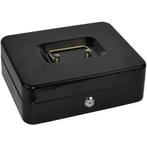 ITALPLAST 10" Deluxe Metal Cash Box - Black, Each