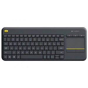 Logitech Wireless Keyboard K400 Plus, Black, USB Receiver, Inbuilt Touch Pad (Powered by 2xAA, included)