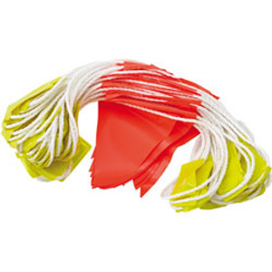 ZIONS GENERAL SAFETY EQUIPMENT BUNTING TRIANGLE FLAGS (HiVis Fluoro,Day/Night 45Flags)