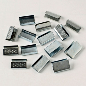19MM OPEN FLANGE SEALS WITH INDENTATIONS FOR POLYPROPYLENE STRAPPING (SUPER 6) 19mm (W) x 28mm (L) x 0.5mm Thickness, Box of 2000