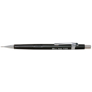 Pentel P200 Series Mechanical Pencil 0.5mm Lead Black Barrel, Each