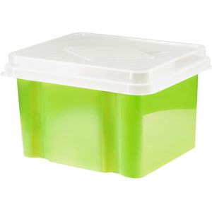ITALPLAST 32 Litre Storage / File Box - Lime Base / Clear Lid, Each