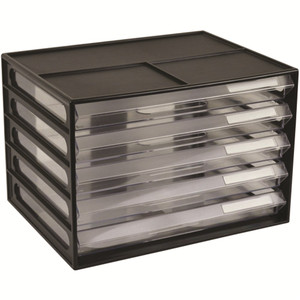 ITALPLAST A4 Document Cabinet 5 Drawer (Landscape) greenR - Recycled Black, Each