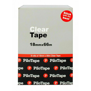 PILOTAPE STATIONERY TAPE PREMIUM 18MM X 66M CLEAR PK8