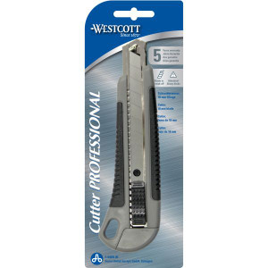 WESTCOTT PROFESSIONAL KNIFE CUTTER WITH BLADE 18MM GREY