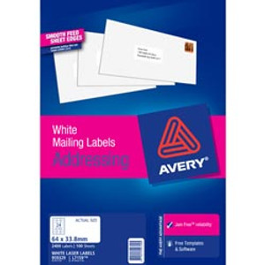 AVERY L7163 SMOOTH FEED LABEL Laser 14/Sht 99.1x38.1mm Wht, Bx3500