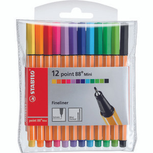 STABILO POINT 88 MINI FINELINER ASSTD WALLET 12