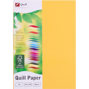 Quill Coloured Paper 80gsm A4 - Sunshine, Pack of 500 (90168)