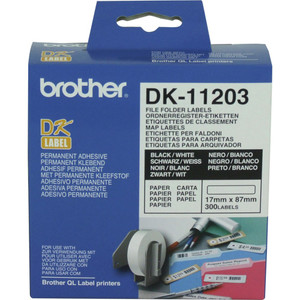 BROTHER DESKTOP LABEL PRINTER LABELS File Folder 17x87mm, Bx300