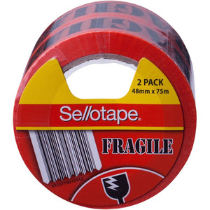 Sellotape Fragile Tape 48mmx75m Orange Pack of 2