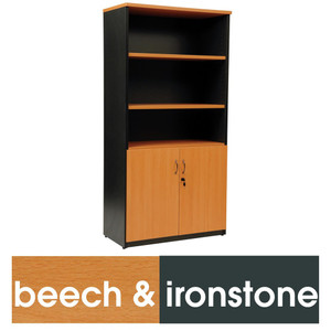 LOGAN CUPBOARD 1800H X900D x 450D Half Door Beech & Ironstone