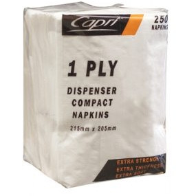 CAPRI DISPENSER NAPKIN COMPACT D FOLD 1Ply, Pk250