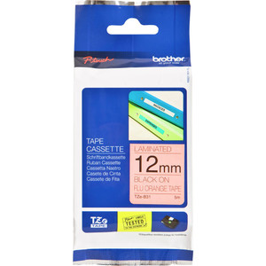 BROTHER TZE-B31 PTOUCH TAPE 12mm x 5mtr Black On Fluoro Orange