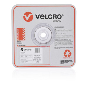 Velcro Stick On Loop Only Tape 25mm x 25m White (43362), Each