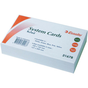 ESSELTE SYSTEM CARDS 75x125mm (3x5) White, Pk100